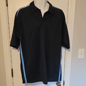 Nike Men's Black Polo with Blue Stripes